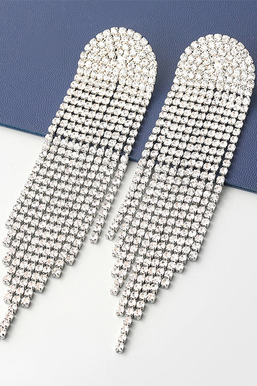 Boucles d'oreilles pendantes à pampilles et strass scintillants de luxe