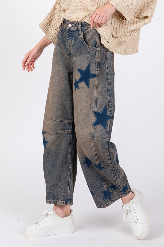 Blue Zone Planet | Sage + Fig Star Wide Leg Jeans With Pockets