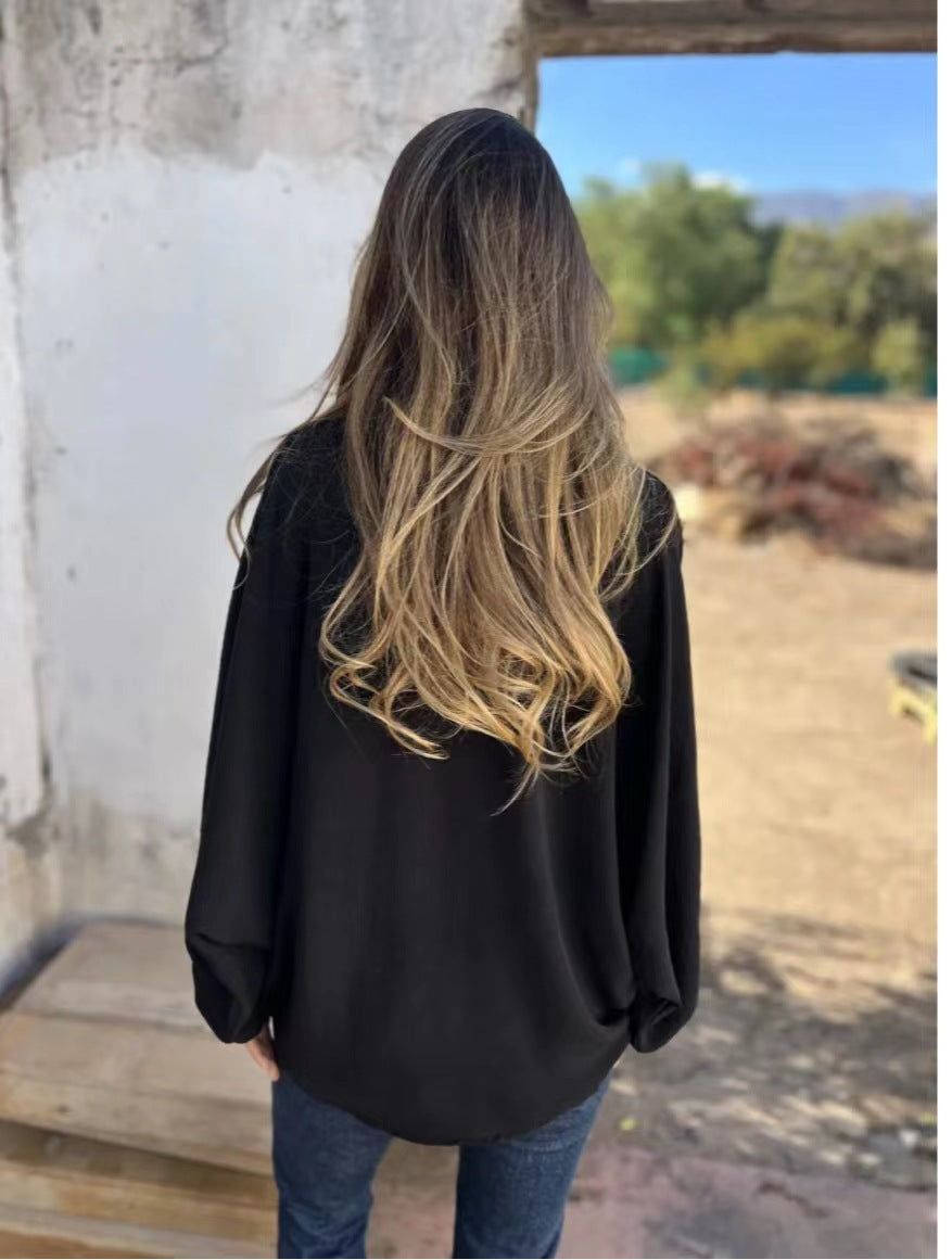 Elegantes schlichtes Button-Up-Shirt für Damen