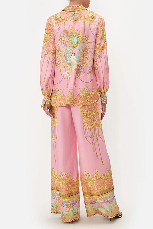 Ensemble chemisier à manches longues et pantalon à jambe large à imprimé lanterne unique pour les vacances