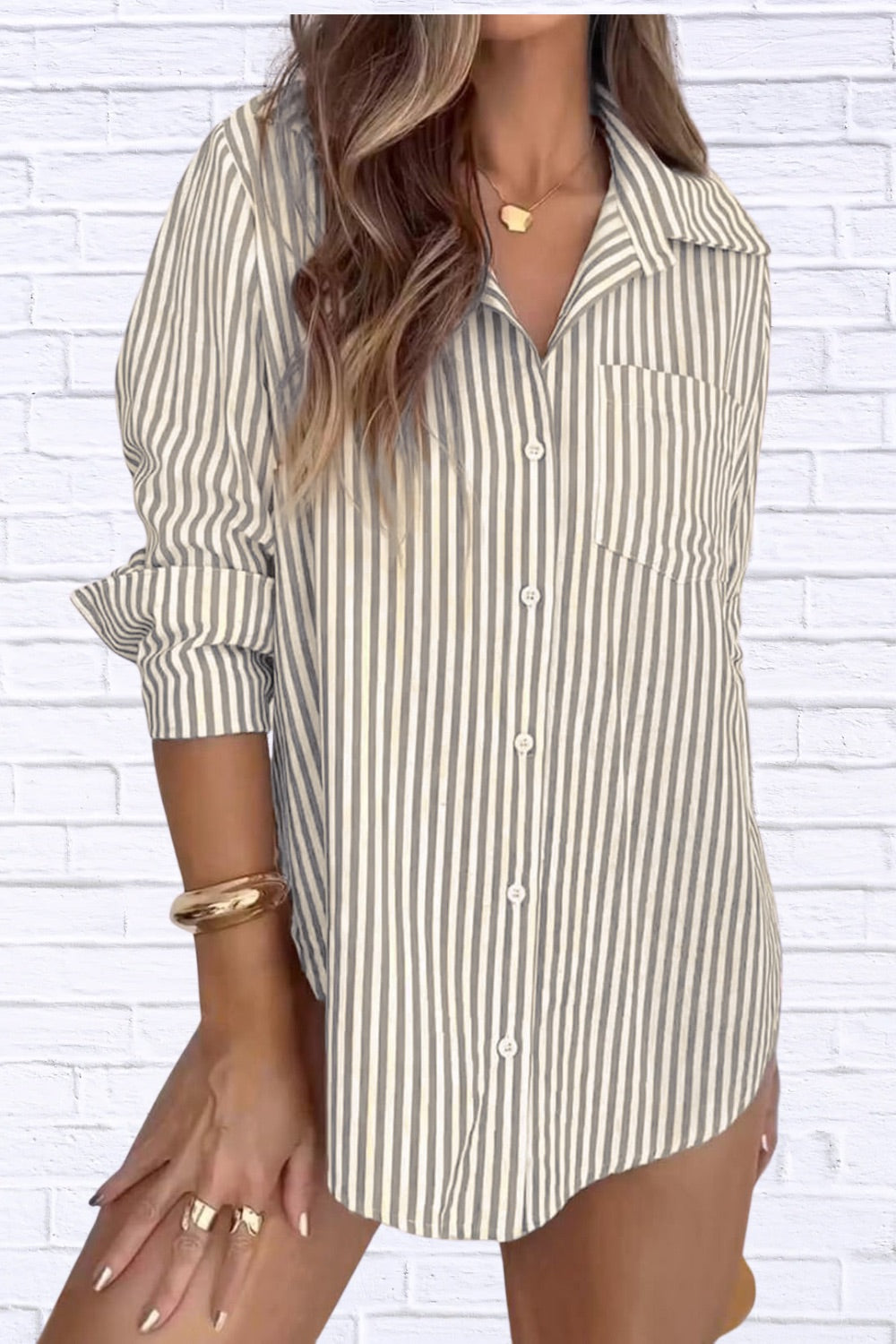 Striped Button-Down Shirt | Classic Women’s Long Sleeve