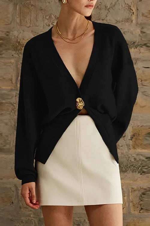 Cardigan à un bouton et col en V