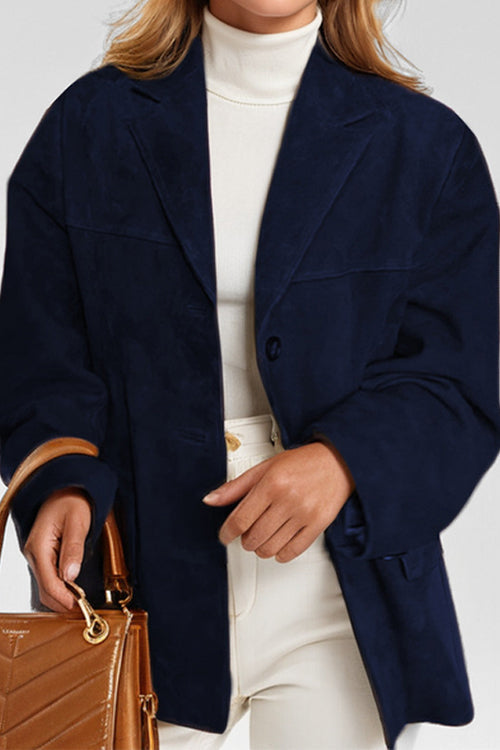 Einreihige Wildlederjacke mit Taschen