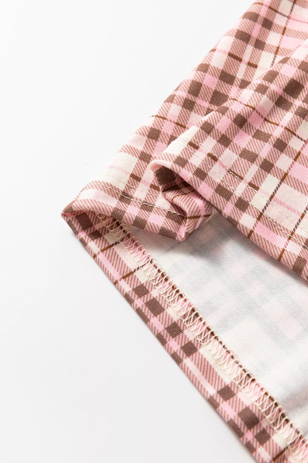 Plaid Patch Pockets Long Sleeve Lounge Set