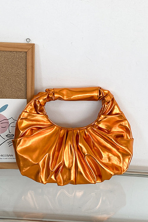 Funky Handtasche aus Kunstleder mit metallischen Rüschen