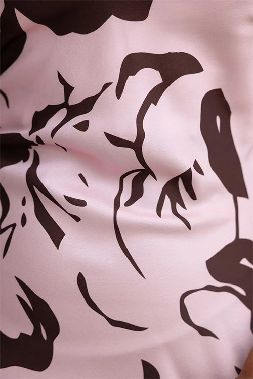 Spaghetti Strap V Neck Floral Print Slit Maxi Dress