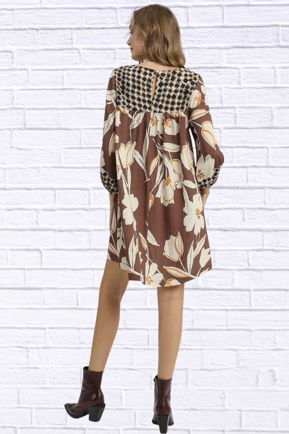 Umgee Floral High-Low Babydoll Dress