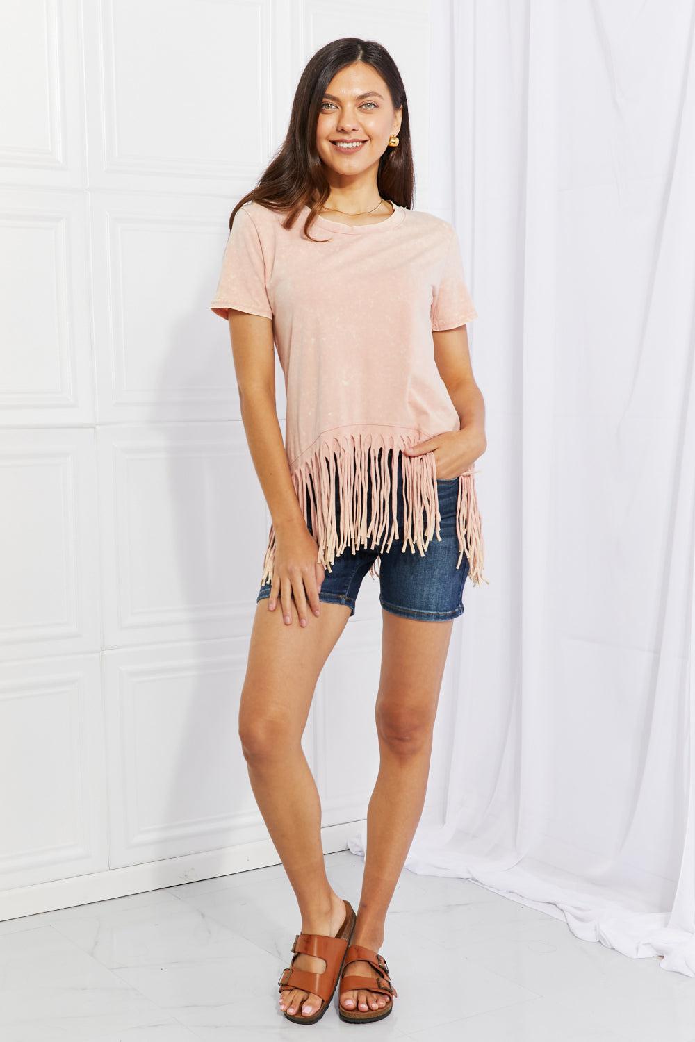 Blue Zone Planet | BiBi Empowering Expression Mineral Wash Fringe Hem Tee