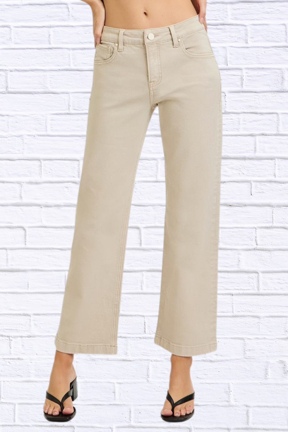 RISEN Full Size Tummy Control Mid Rise Ankle Straight Jeans Plus Size