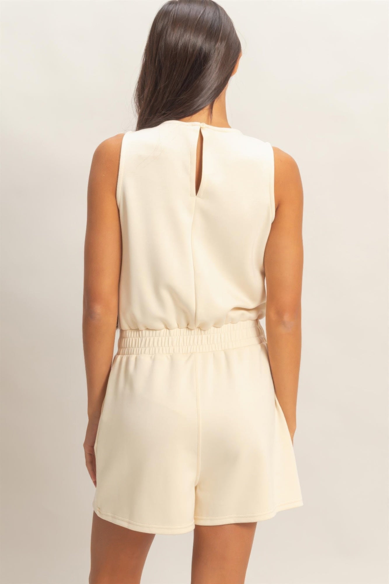 Drawstring Waist Sleeveless Romper