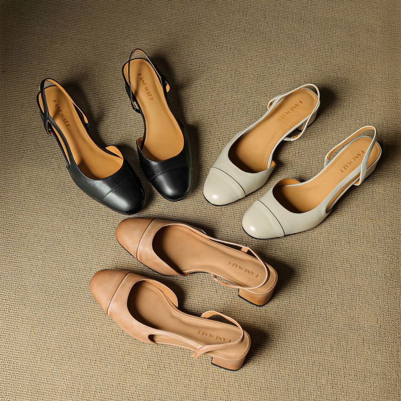 Chic Genuine Leather Slingback Heels