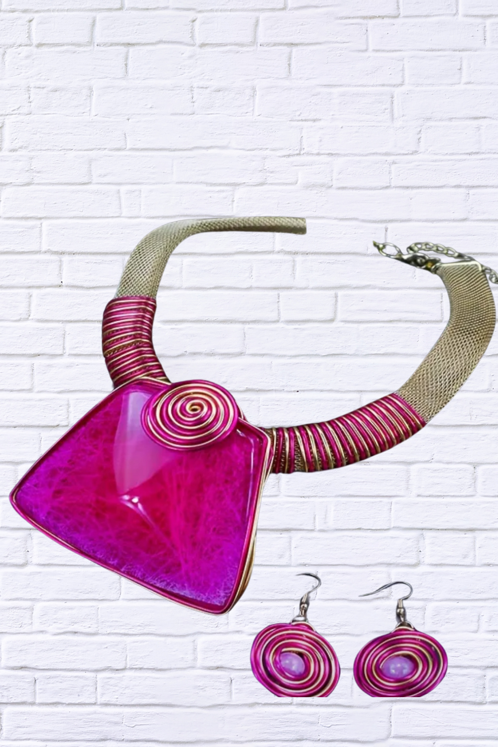 Boho-Chic Handcrafted Aluminum Wire Necklace & Earrings Set