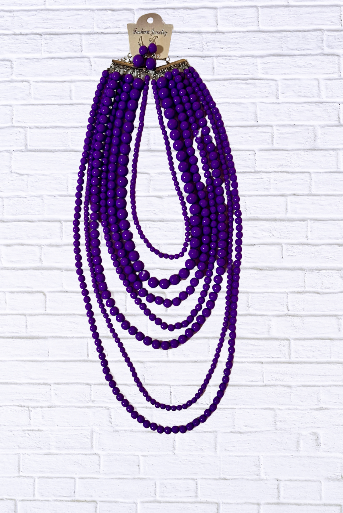 Lavender Layered Beaded Necklace & Earring Set – Statement Fashion Jewelry