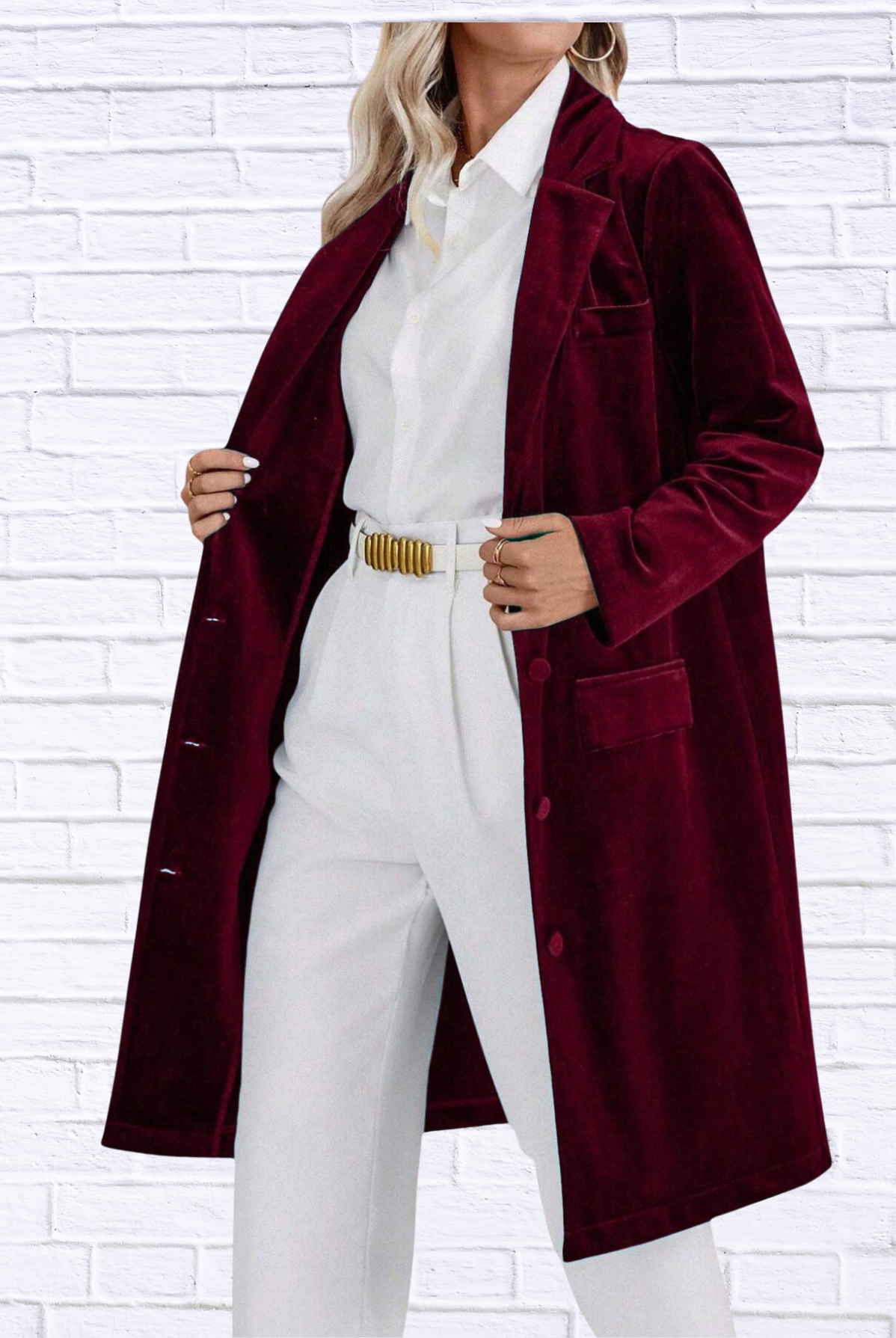 Lapel Collar Long Sleeve Longline Coat
