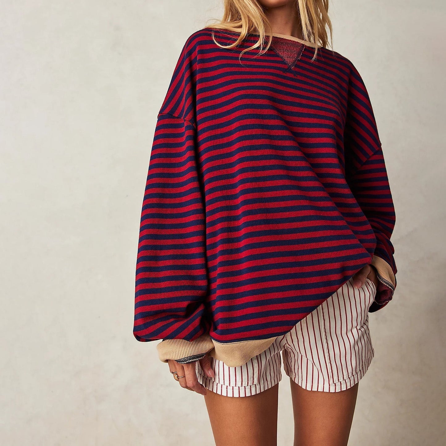 Elise Leroy Striped Comfort Sweatshirt