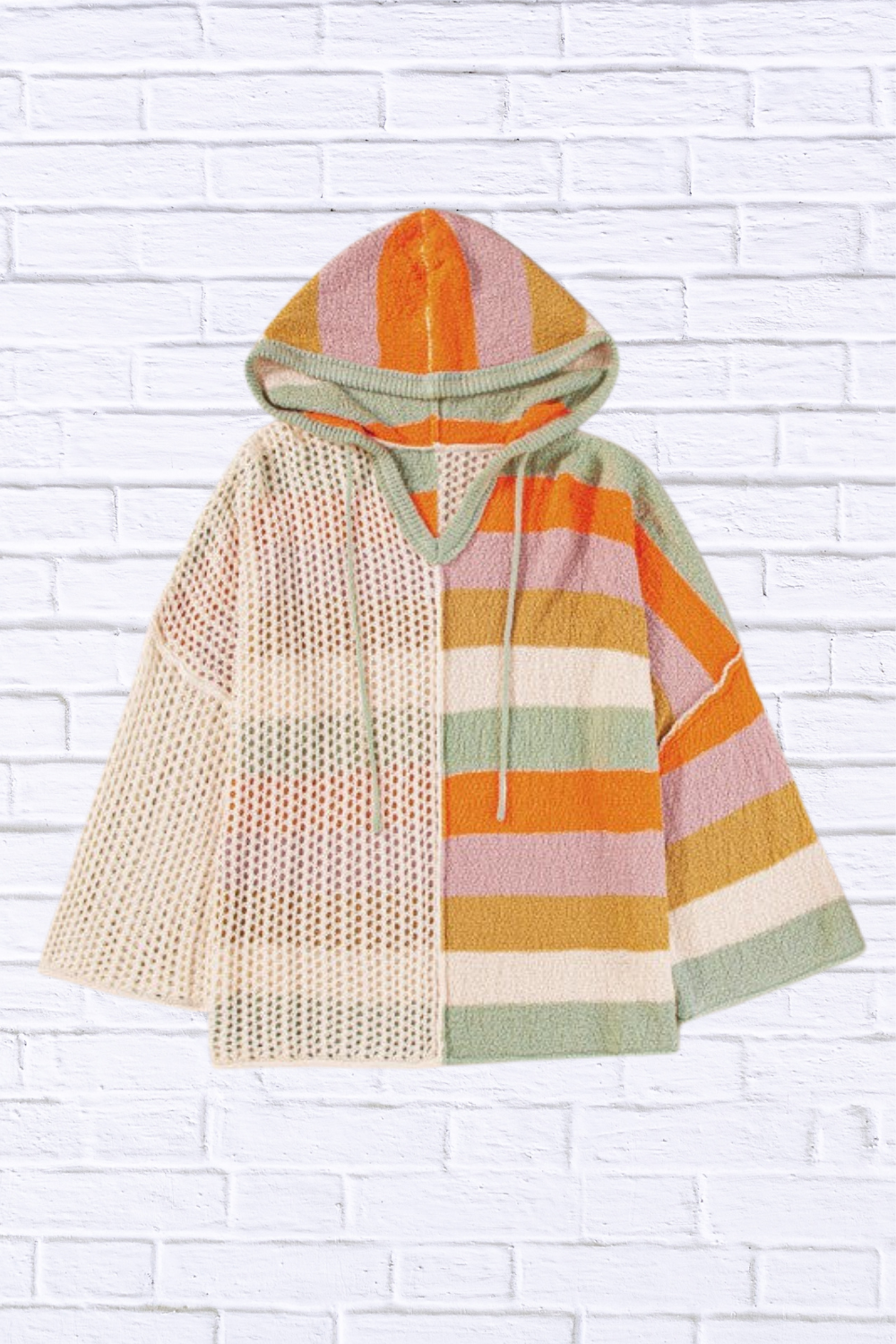 Harper Oversized Colorblock V Neck Hooded Sweater