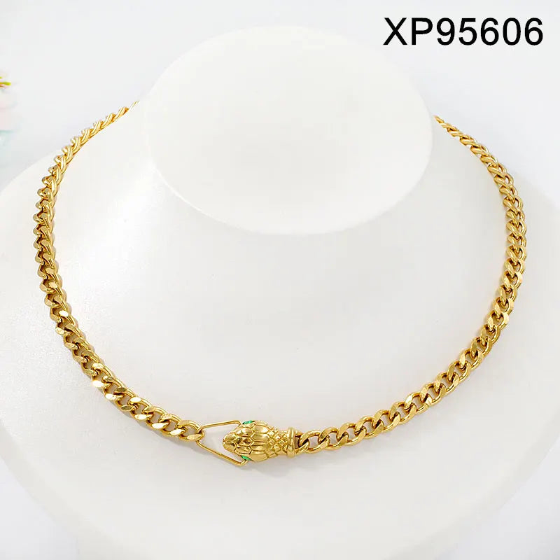Snake Cuban Chain Necklace & Bracelet Set