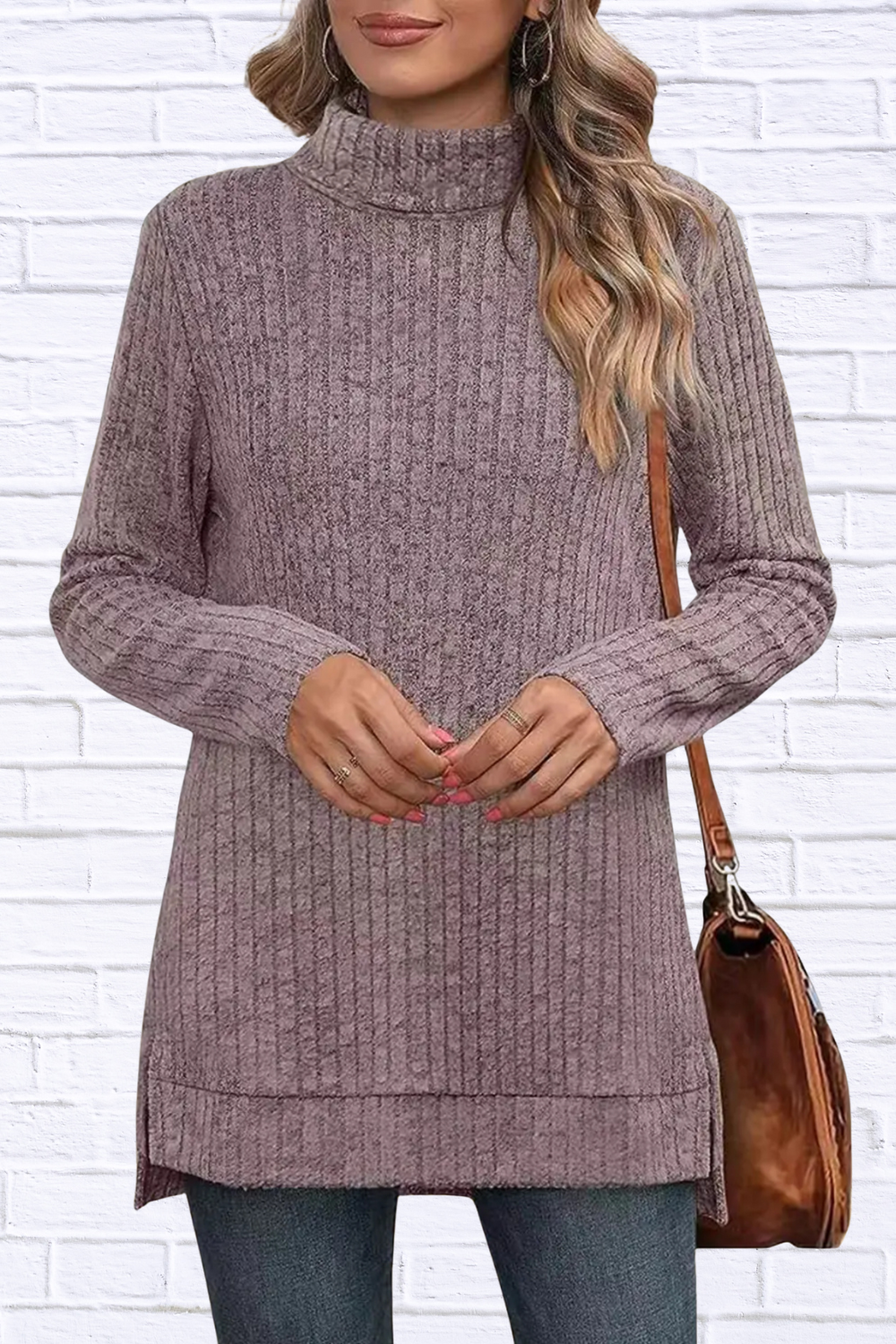 Turtleneck High Low Top