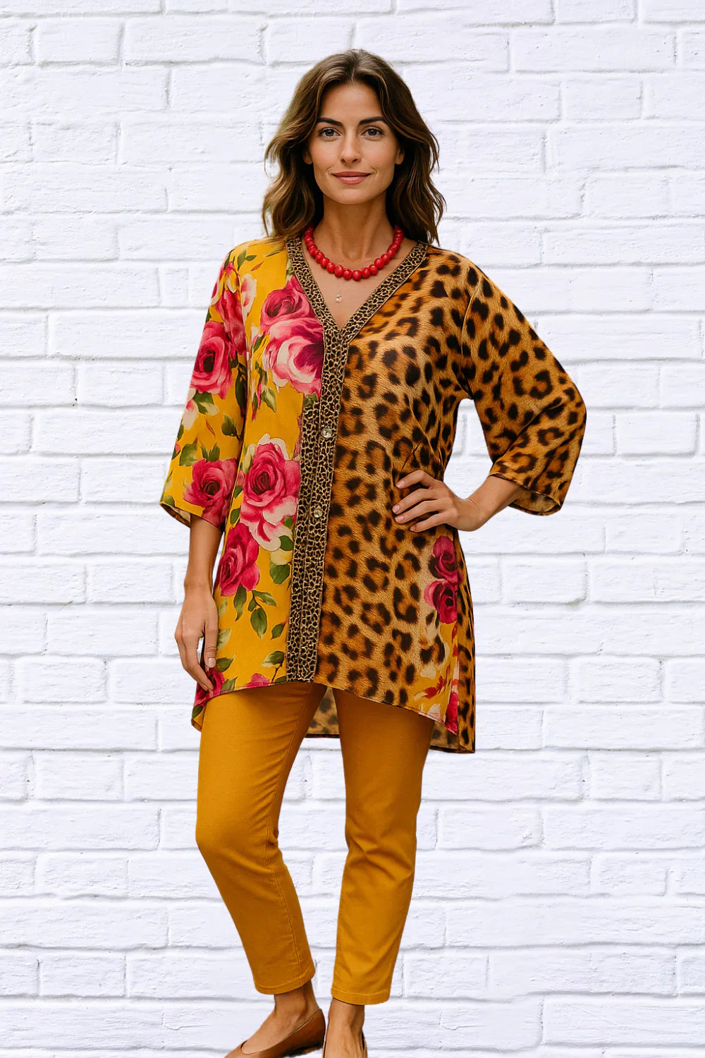 Chiffon Animal Floral Blouse for Women – Tangerine