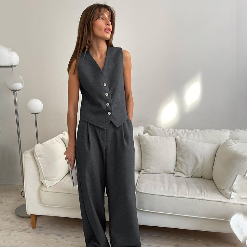 Grey Sleeveless Two Piece Set Gray