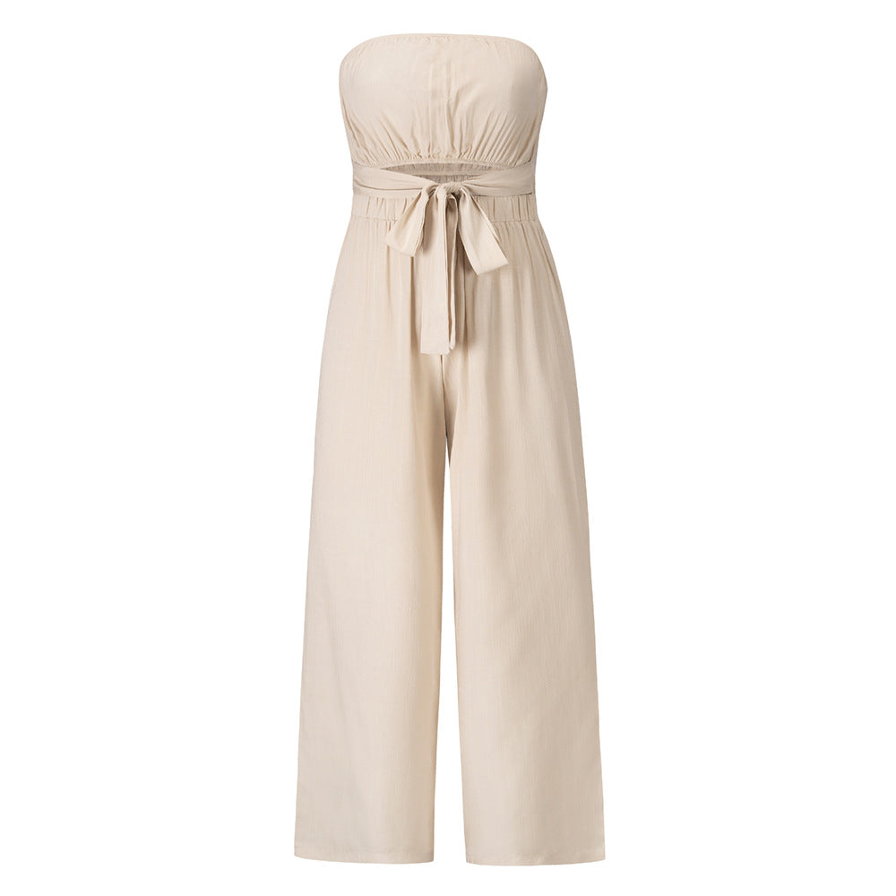 Sexy Backless Slim Fit Jumpsuit apricot