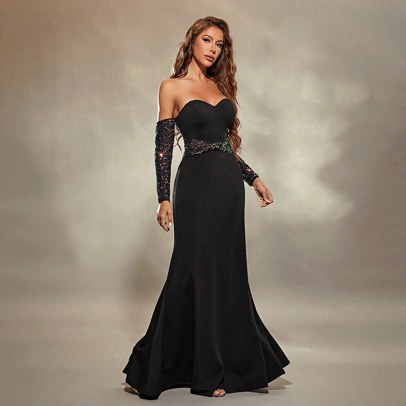 Evening Dress Ball Gown, Cocktail Gown, Formal Ball Dress, Wedding Guest, Special Occasion Dress Black