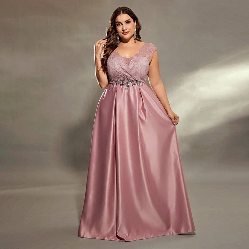 Solid Color Maxi Dress Sexy Birthday Party Dress Pink
