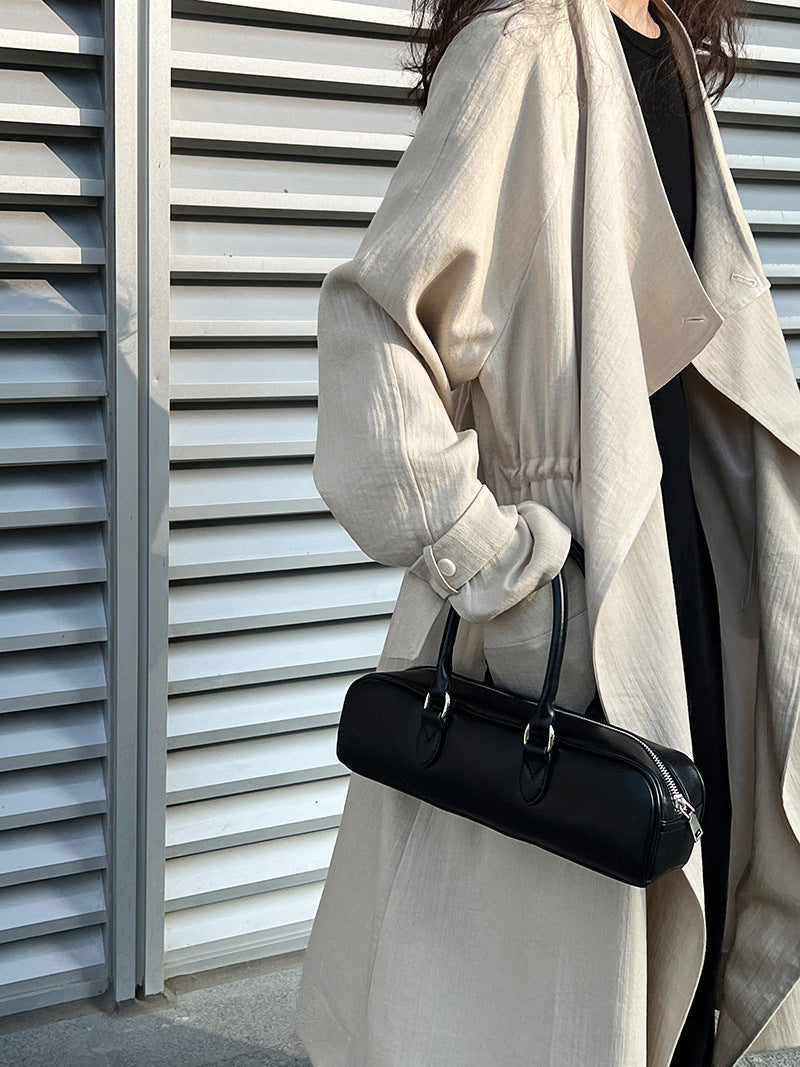 Cotton Linen Drawstring Long Coat