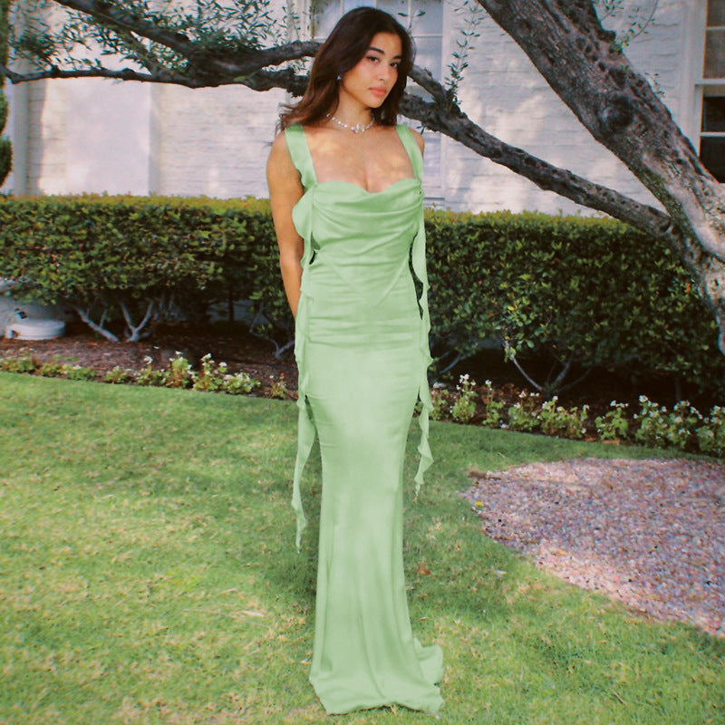 Open Back Formal Satin Gown