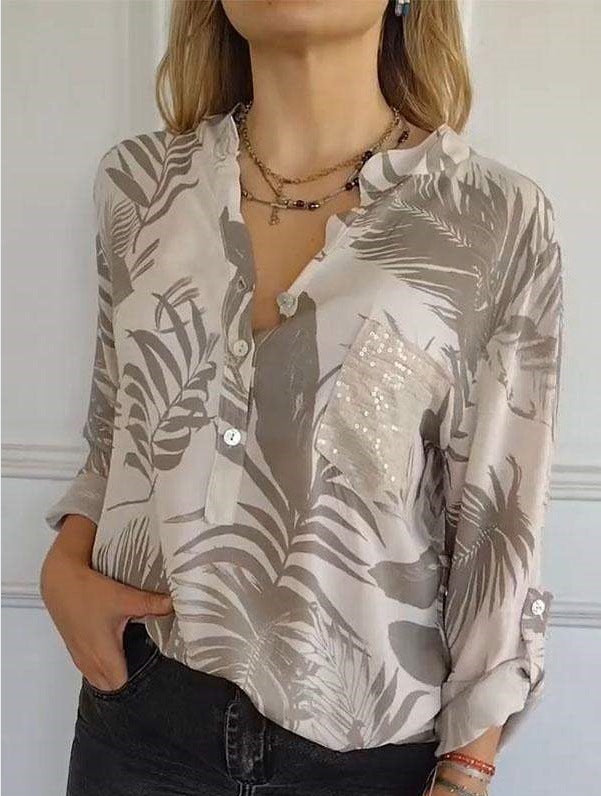 Versatile Design V neck Printed Top