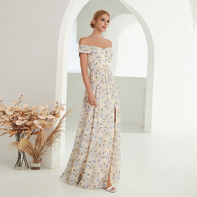 Printed Floral Engagement Party Dress Multi