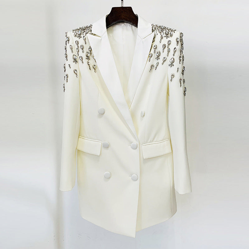 Slim Fit Embellished Blazer White