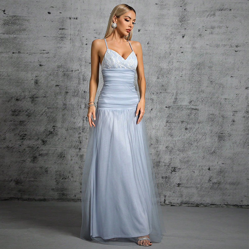 Elegant Cami Evening Dress Blue