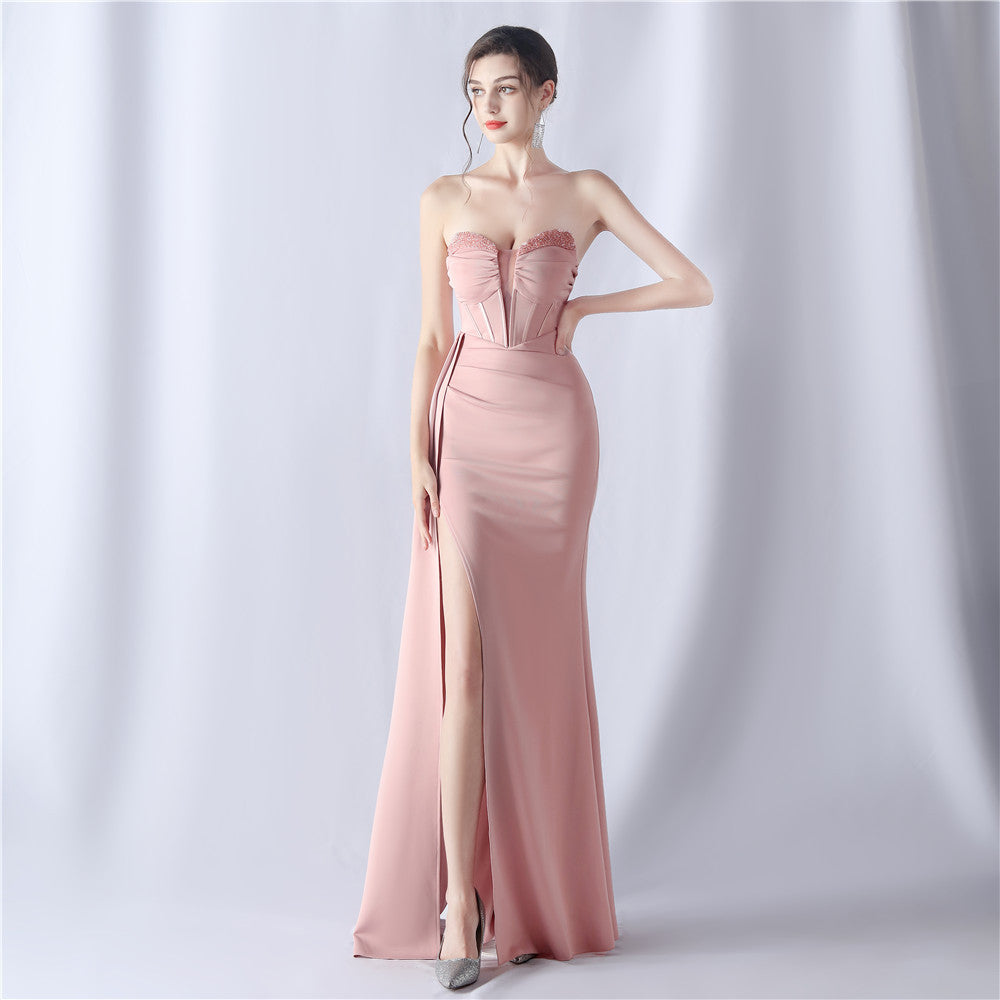 Sexy Strapless Solid Formal Gown