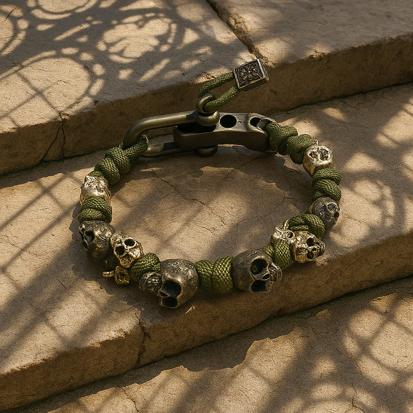 Roberto Russo Adjustable Paracord Skull Bracelet