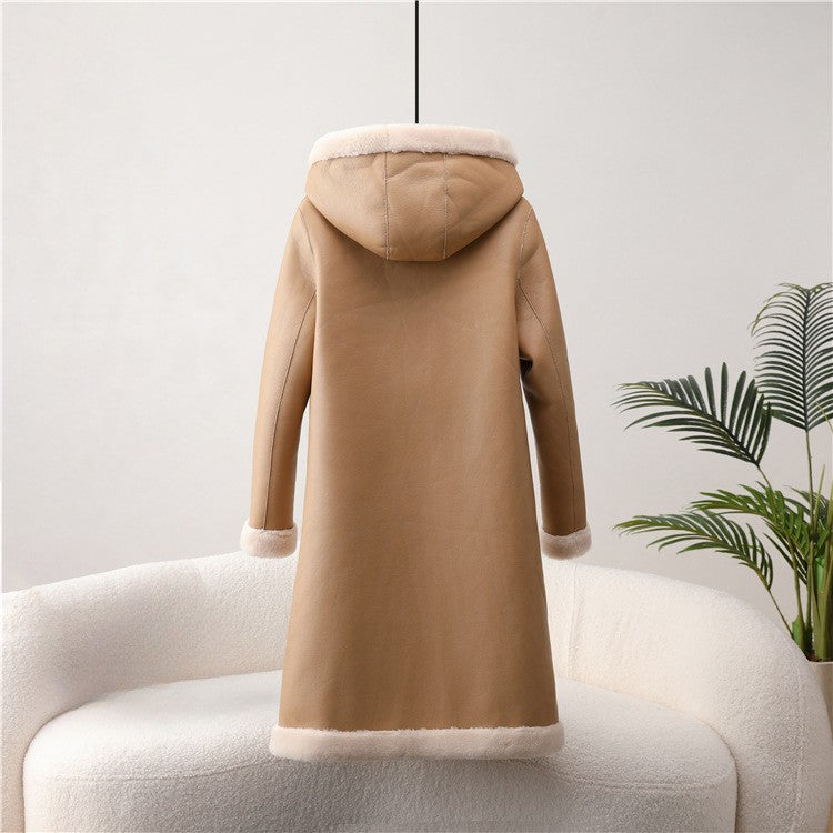 Sofia Amoretti Faux Leather Coat with Wool Lining
