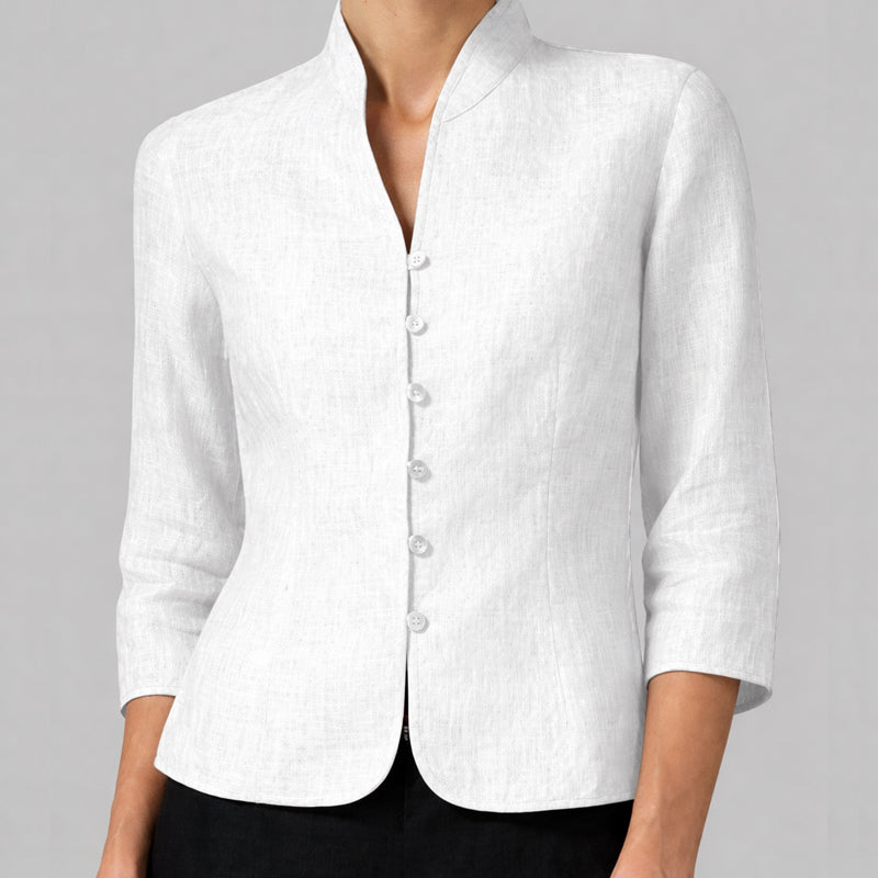 Sofia Amoretti Three-Quarter Sleeve Chambray Blouse