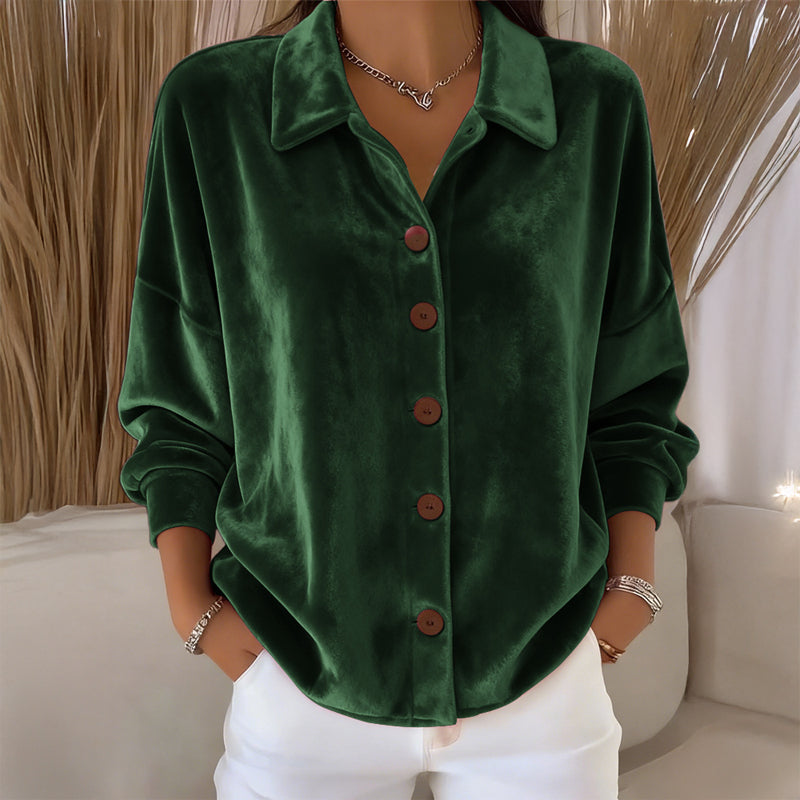 Sofia Amoretti Velvet Button-Front Shirt