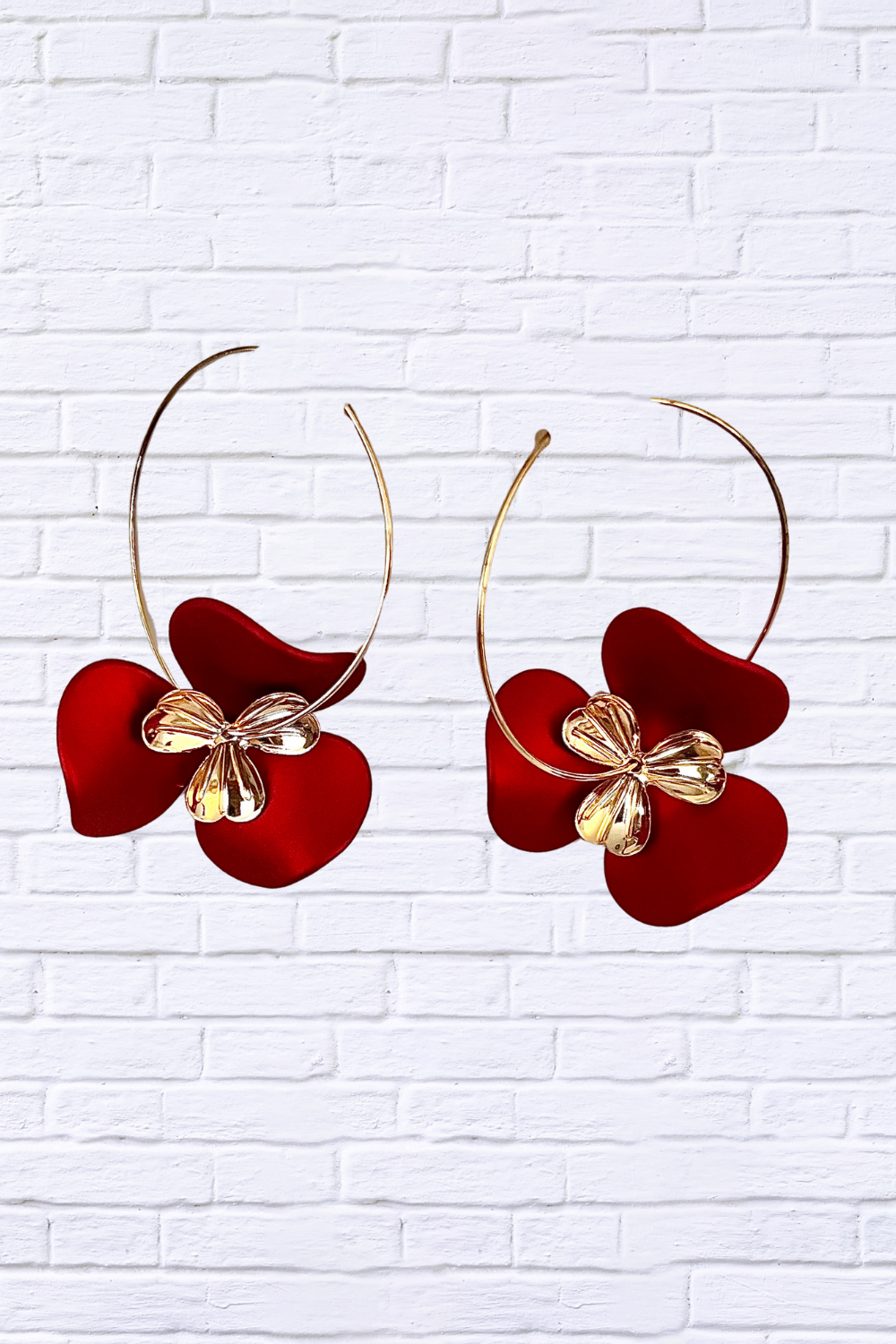 White Petal & Gold Bloom Hoop Earrings