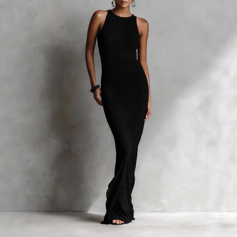 Valentina Rossi Sleeveless Ribbed Maxi Dress
