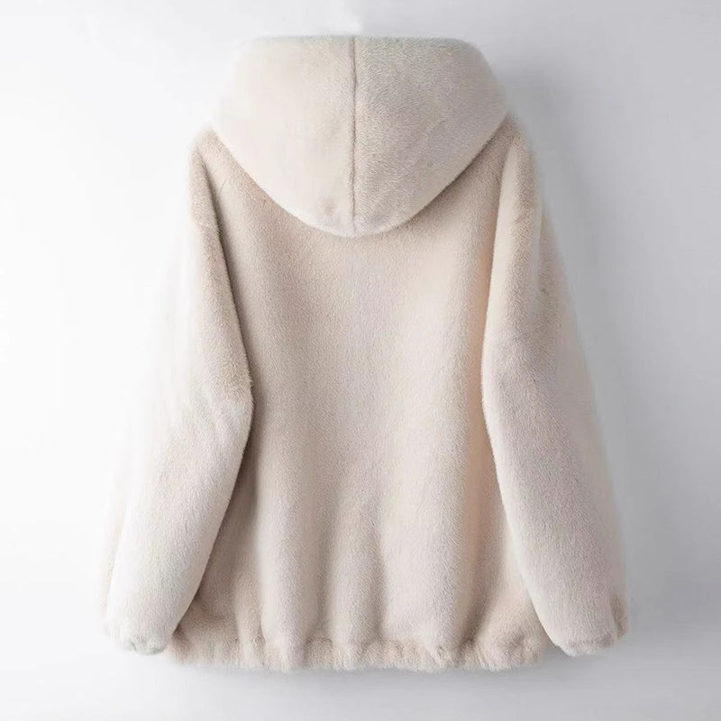 Women’s Hooded Faux Fur Jacket with Relaxed Fit