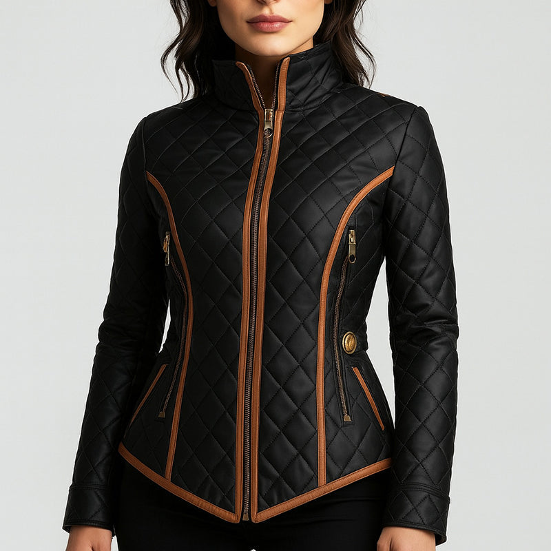 Women’s Slim-Fit Quilted Jacket with Contrast Edging