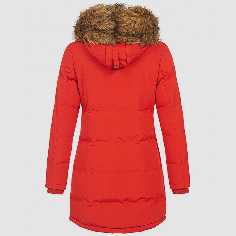 Women’s Slim-Fit Winter Parka with Faux-Fur Hood