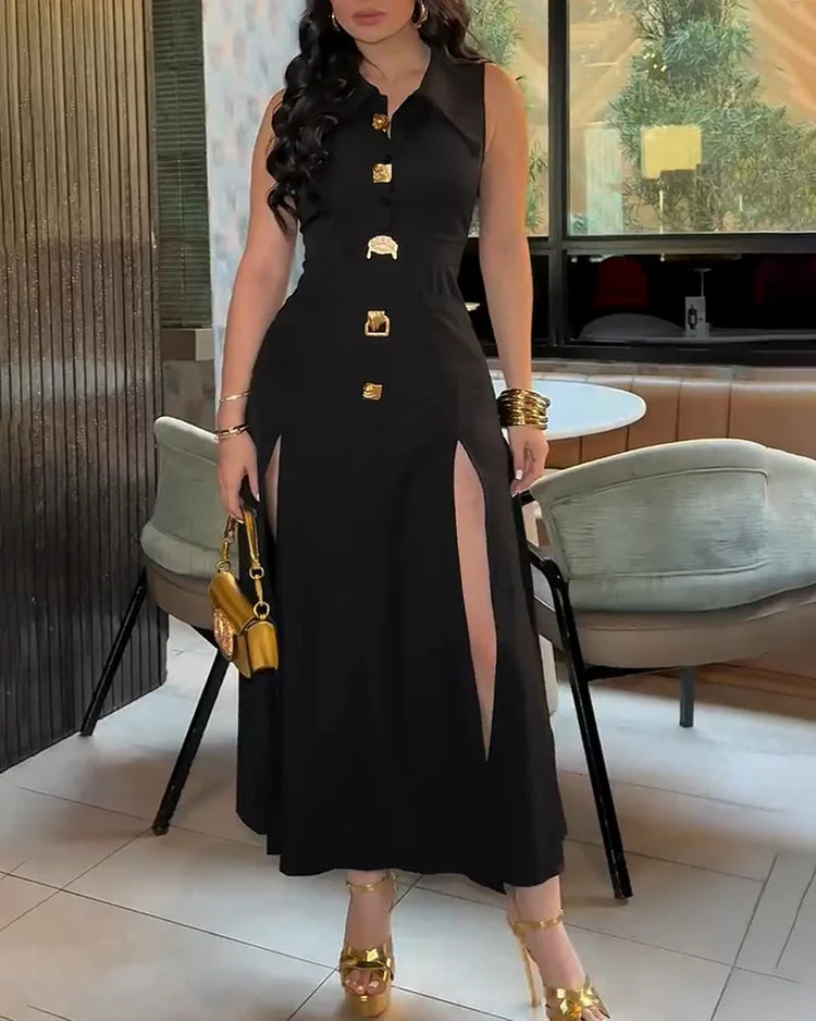 Slit Skirt Midi Dress