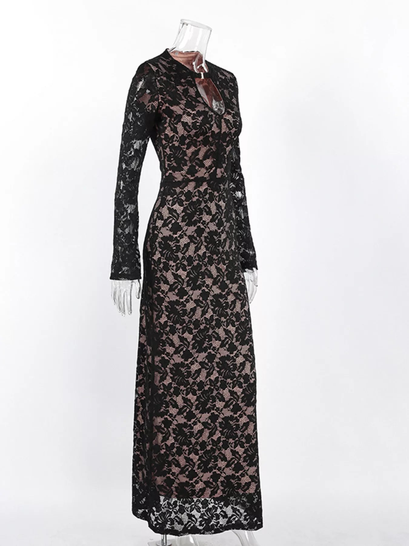 Lace Long-Sleeve Bodycon Maxi Dress