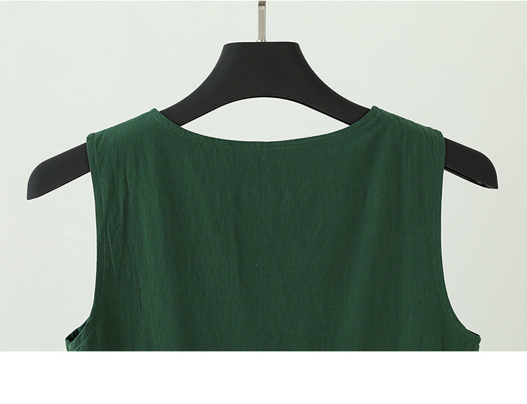 Summer Sleeveless French Green Dress