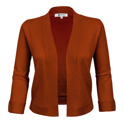 Open Front Cropped Bolero Shrug Cardigan