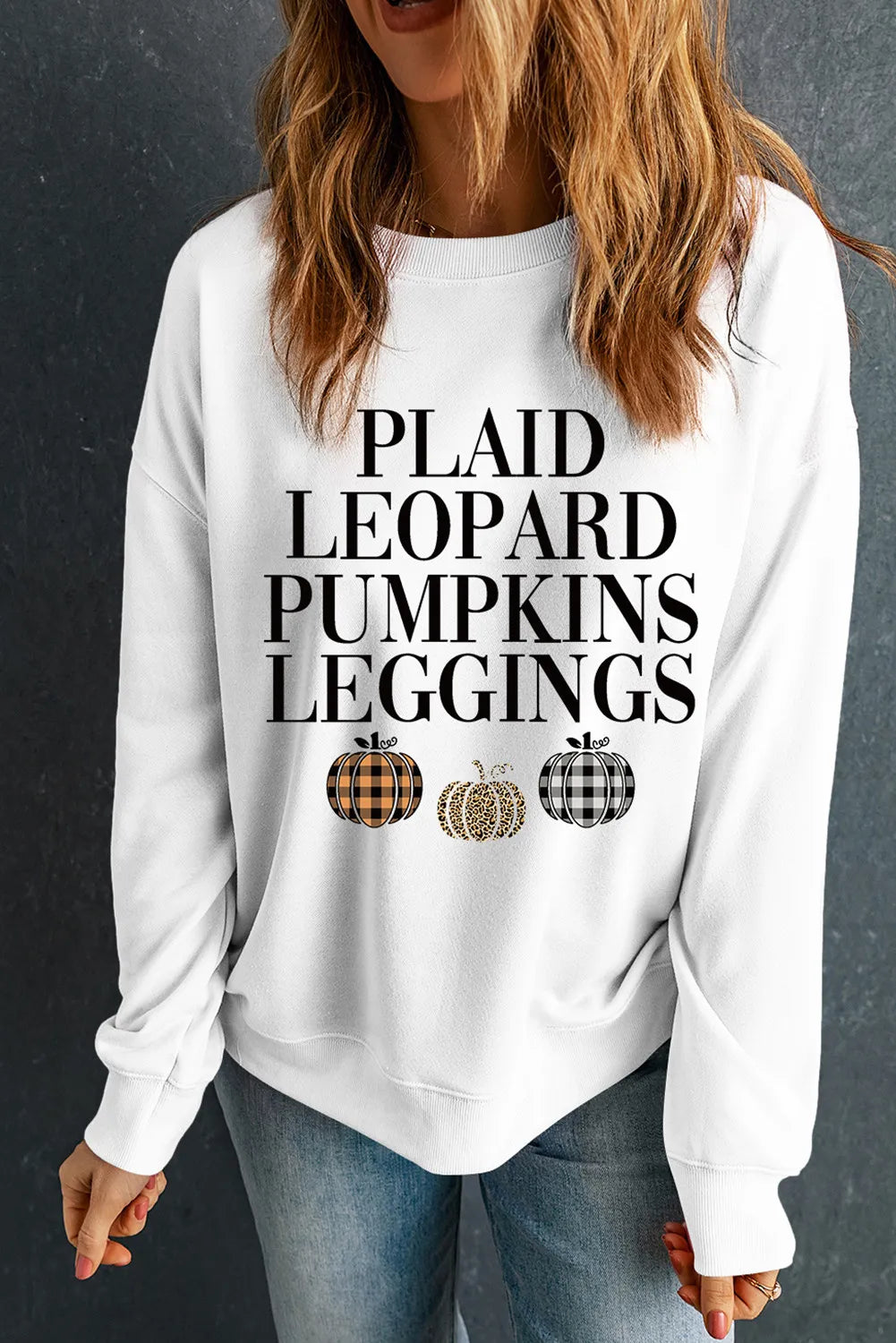 | Letter Graphic Round Neck Long Sleeve Sweatshirt