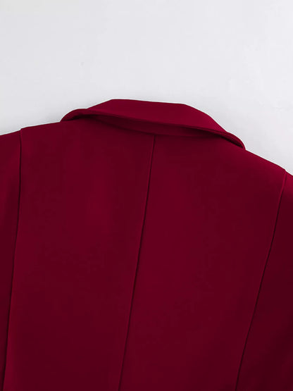 Single-Breasted Blazer and Wide-Leg Pants Set