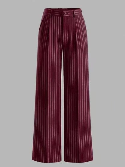 High-Waisted Striped Wide-Leg Pants for Women